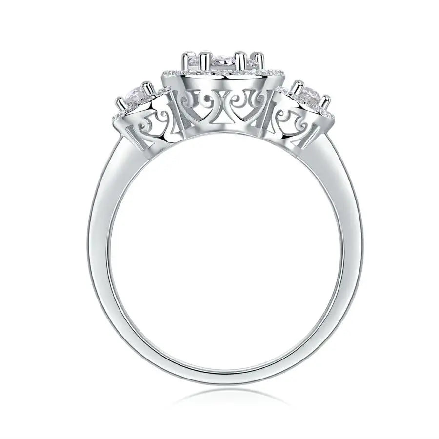 sterling silver jewelry - 925 Gold Silver Rings SLM0111R-White-6 open view