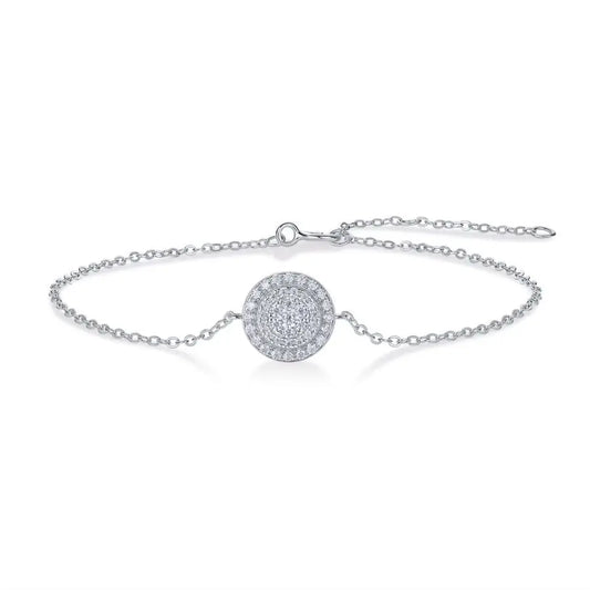 sterling silver jewelry - 1pc Silver Gold Bracelet Pendant SLM0019B-White-21cm front view