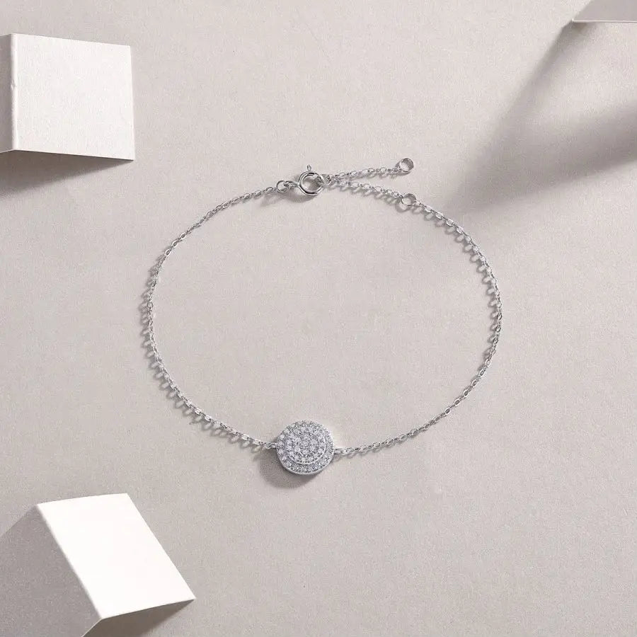 sterling silver jewelry - 1pc Silver Gold Bracelet Pendant SLM0019B-White-21cm side view