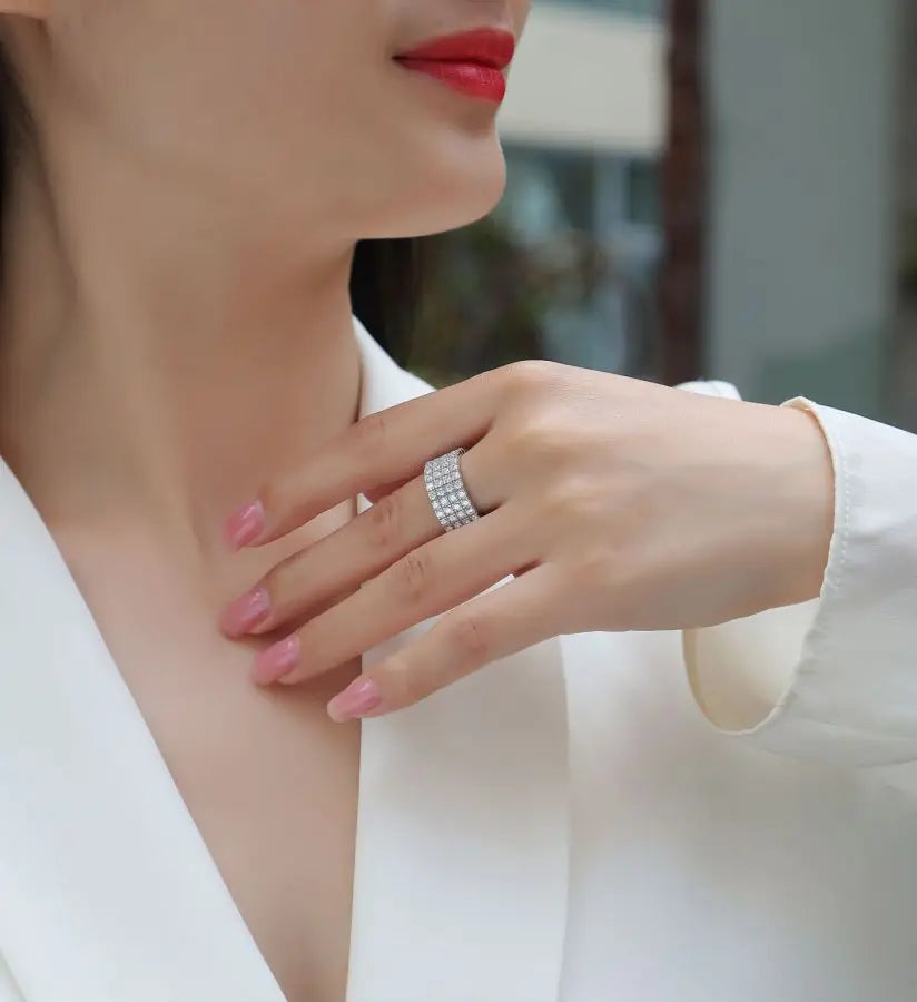 sterling silver jewelry - 1pc Silver Ring SLM0109R-White-6 product view 06