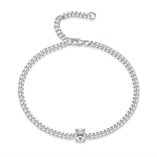 sterling silver jewelry - Bracelet SLM0017B-White-21cm front view