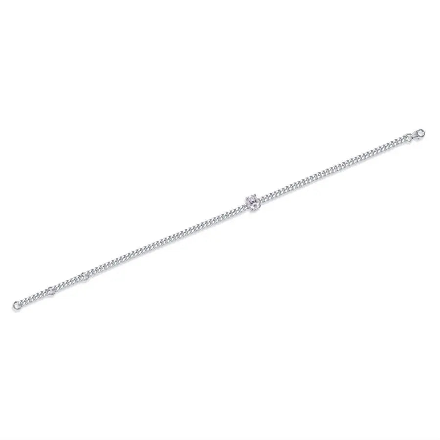 sterling silver jewelry - Bracelet SLM0017B-White-21cm open view
