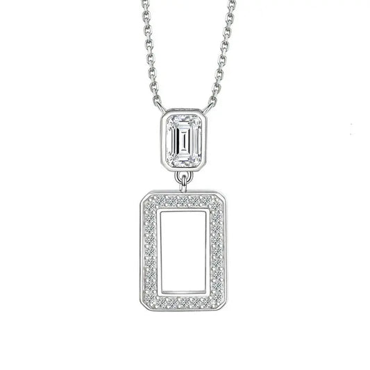 sterling silver jewelry - 925 Silver Pendant Necklaces SLZ0022N-square pendant front view
