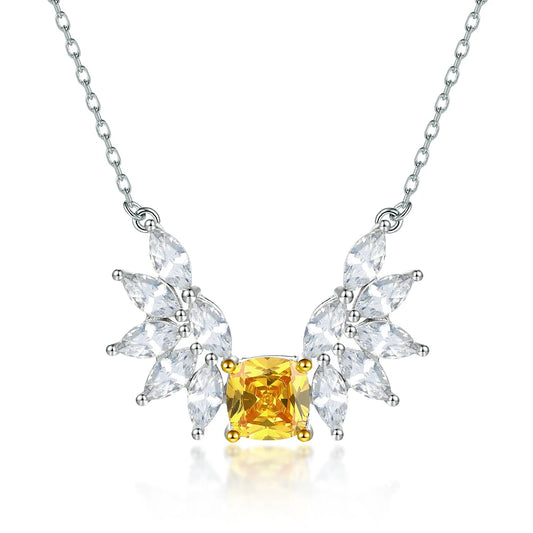 sterling silver jewelry - 925 Yellow Silver Pendant Necklaces SLZ0014N-Rhodiun front view