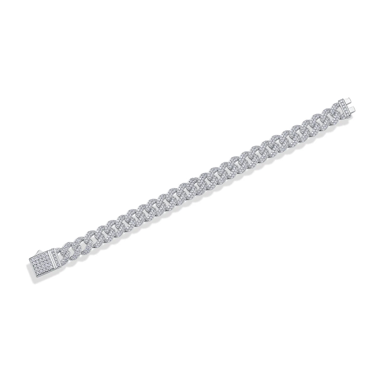 sterling silver jewelry - 925 White Gold Bracelet SLM0035B-White-17cm/6.7in side view