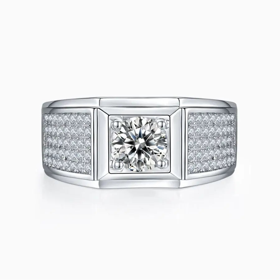 sterling silver jewelry - Silver White Ring SLM0077R-silver-6 open view
