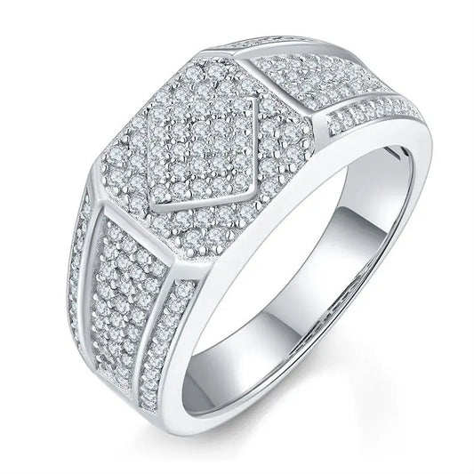 sterling silver jewelry - 925 Silver Ring SLM0092R-White-6 front view