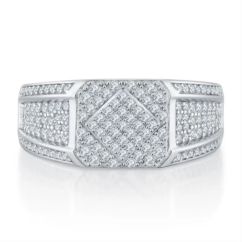 sterling silver jewelry - 925 Silver Ring SLM0092R-White-6 open view