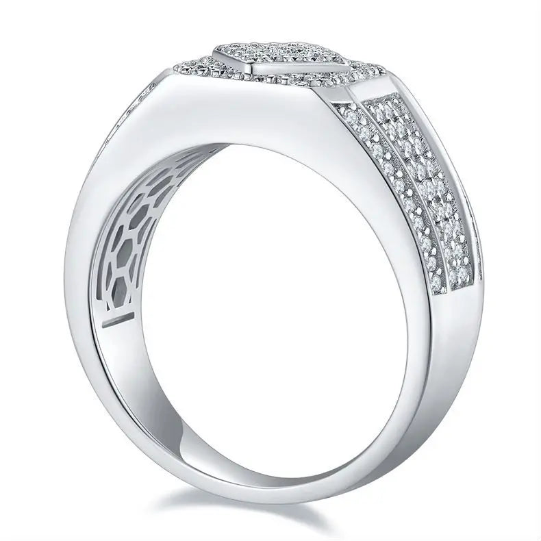 sterling silver jewelry - 925 Silver Ring SLM0092R-White-6 side view