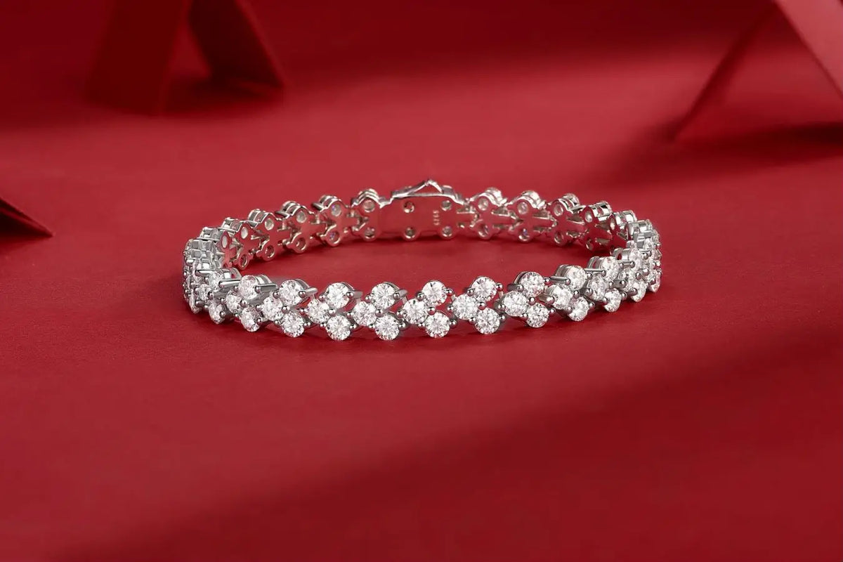 sterling silver jewelry - 925 Silver Bracelet SLM0025B-White-16.5 detail view