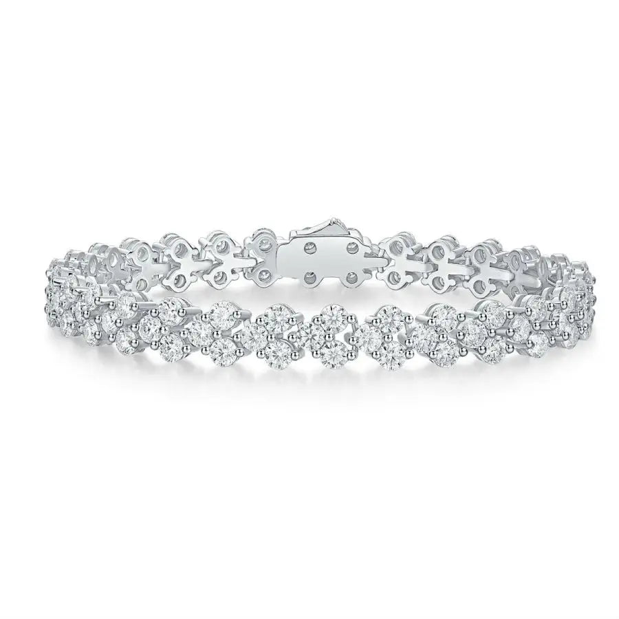 sterling silver jewelry - 925 Silver Bracelet SLM0025B-White-16.5 front view