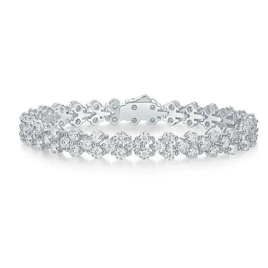 sterling silver jewelry - 925 Silver Bracelet SLM0025B-White-16.5 front view