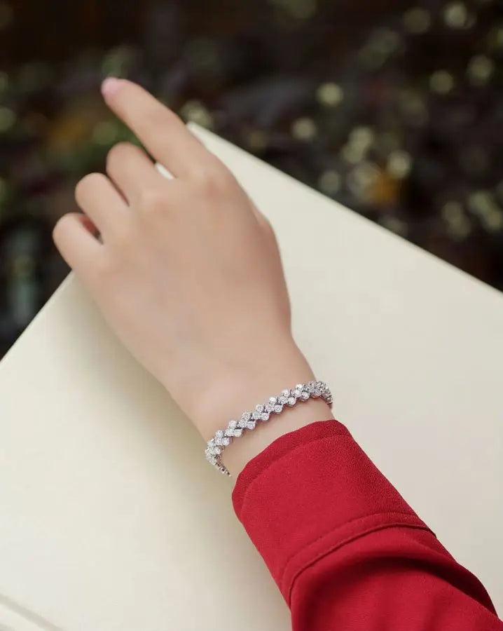 sterling silver jewelry - 925 Silver Bracelet SLM0025B-White-16.5 product view 05