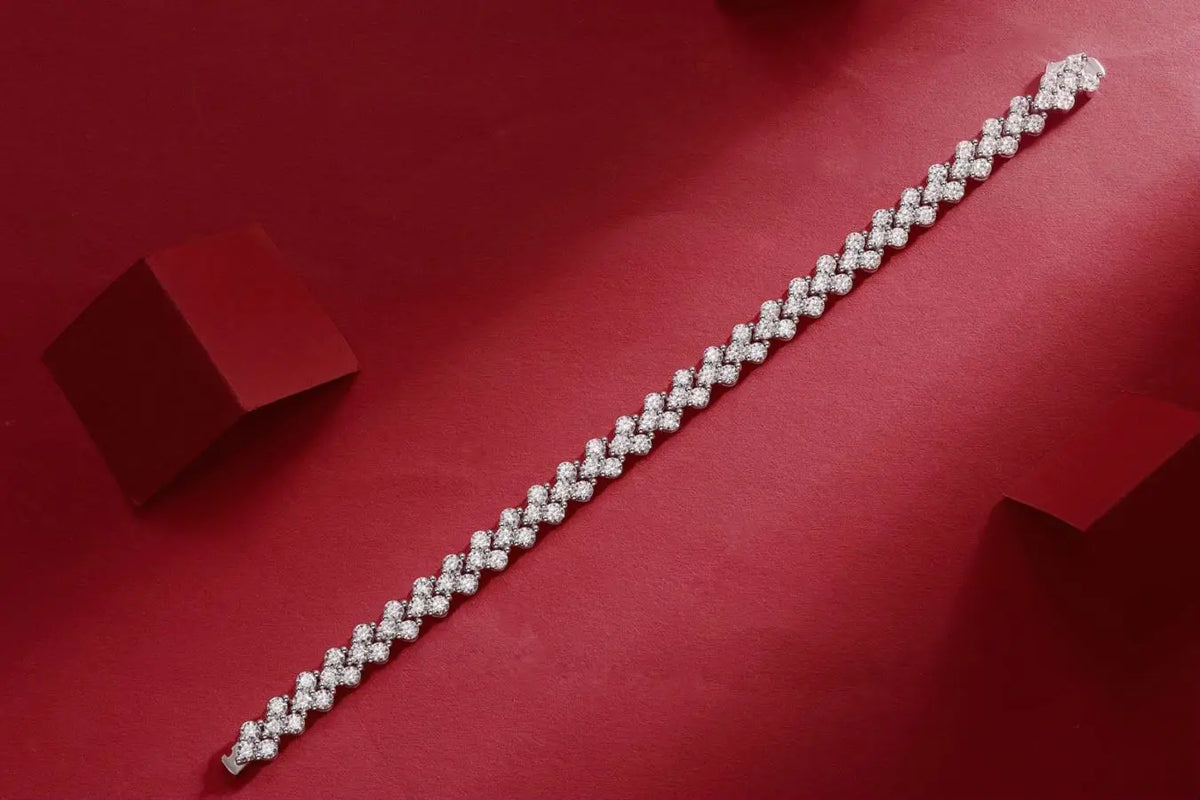 sterling silver jewelry - 925 Silver Bracelet SLM0025B-White-16.5 side view