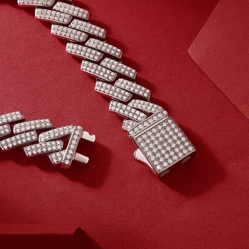 sterling silver jewelry - 925 Silver Necklace Bracelet SLM0068B-White-17cm/6.7in detail view