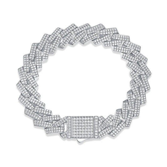 sterling silver jewelry - 925 Silver Necklace Bracelet SLM0068B-White-17cm/6.7in front view
