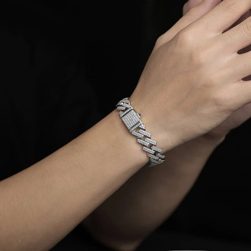 sterling silver jewelry - 925 Silver Necklace Bracelet SLM0068B-White-17cm/6.7in product view 05