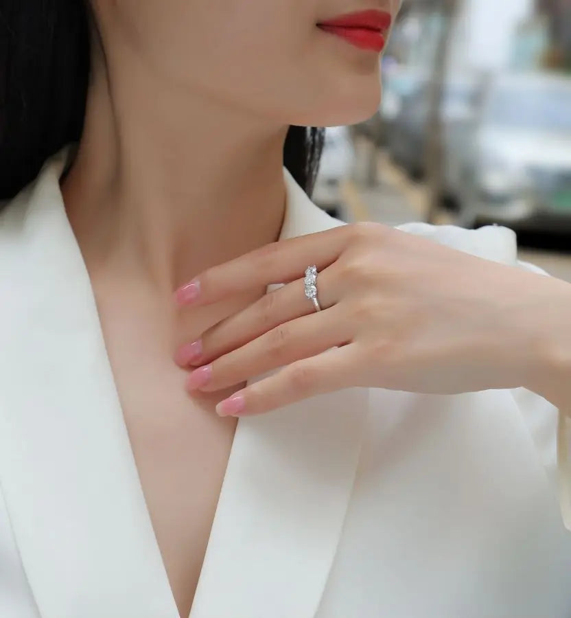 sterling silver jewelry - 925 Silver Gold Ring SLM0112R-White-6 product view 05