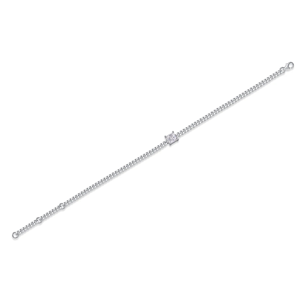 sterling silver jewelry - 925 Silver White Necklace SLM0044B-White-17cm/6.7in open view