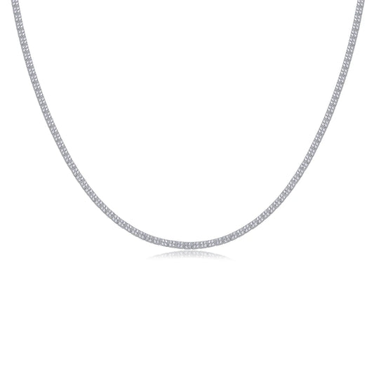sterling silver jewelry - 925 Silver White Necklace SLM0037B-White-17cm/6.7in open view