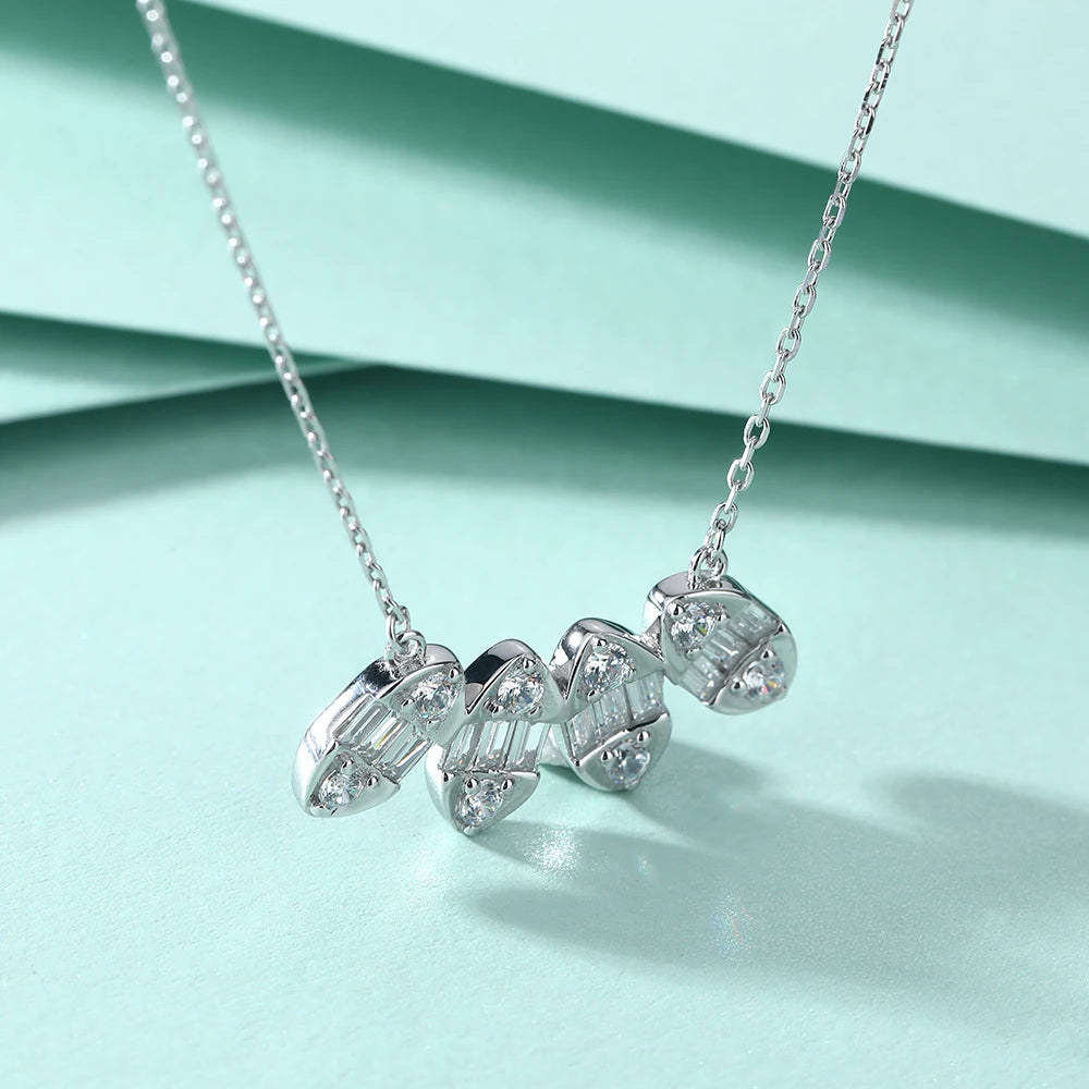 sterling silver jewelry - 925 Silver White Necklace Necklaces SLZ0015N-Rhodiun detail view