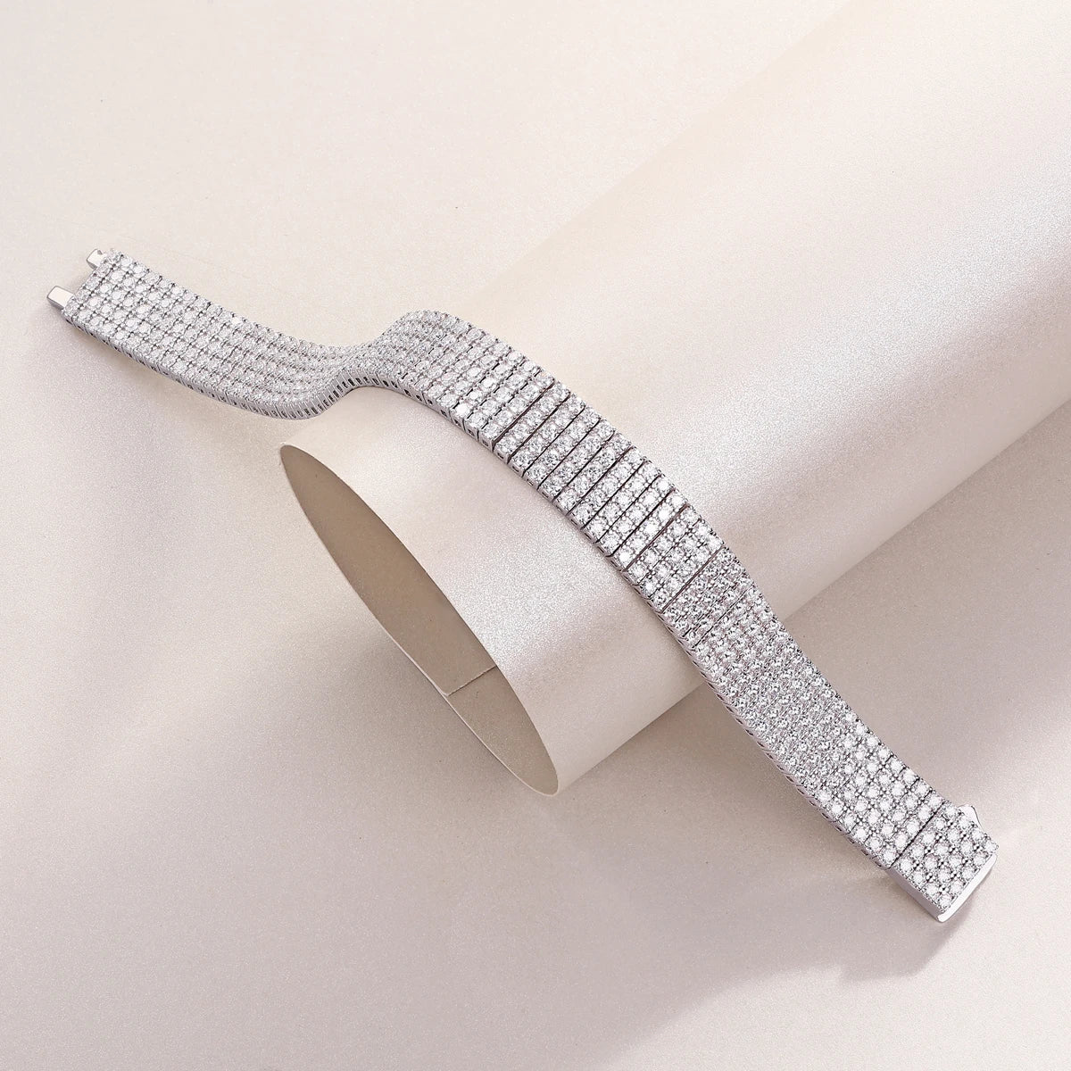 sterling silver jewelry - 925 White Gold Bracelet SLM0032B-White-17cm/6.7in detail view