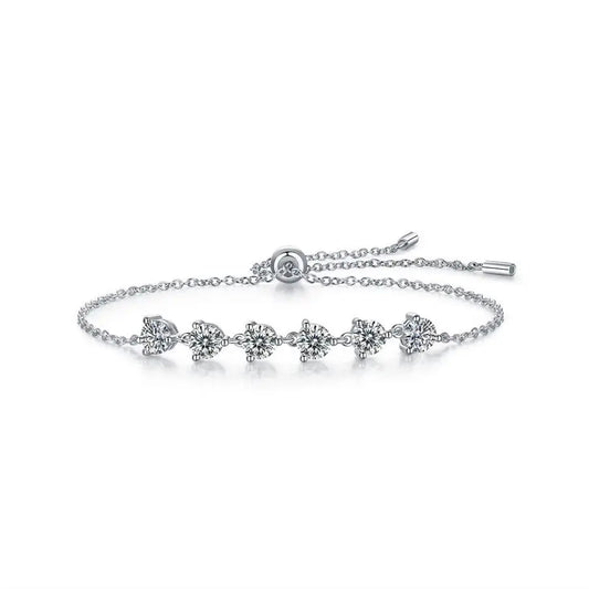 sterling silver jewelry - Silver Bracelet SLM0015B-White-21cm front view