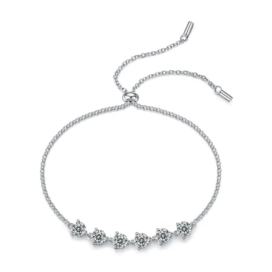 sterling silver jewelry - Silver Bracelet SLM0015B-White-21cm open view