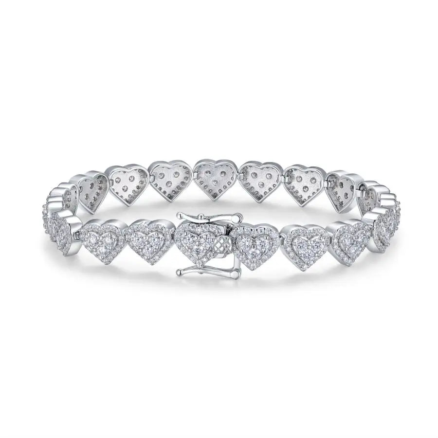 sterling silver jewelry - 11 Bracelet SLM0008B-White front view