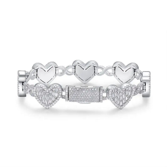sterling silver jewelry - Silver Bracelet SLM0004B-White front view