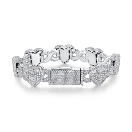 sterling silver jewelry - Silver Bracelet SLM0005B-White front view