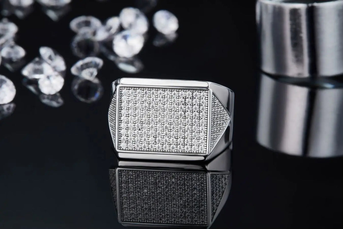 sterling silver jewelry - Silver Ring SLM0093R-White-6 detail view
