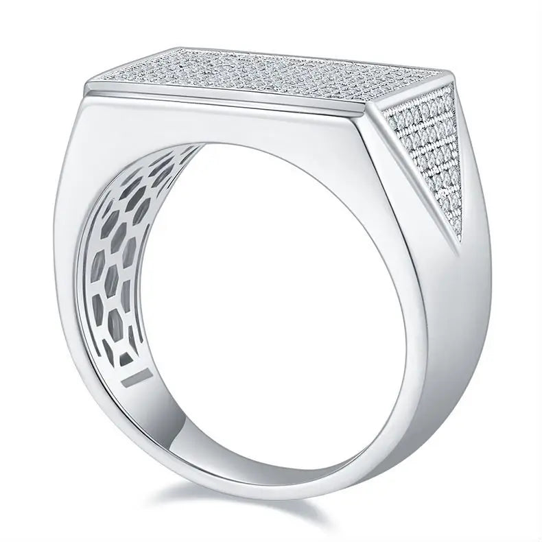 sterling silver jewelry - Silver Ring SLM0093R-White-6 side view