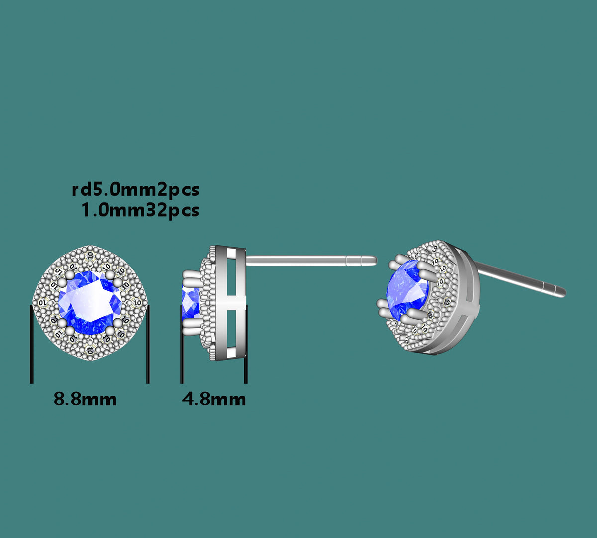 sterling silver jewelry - 925 Silver Earrings SLM0003E-catalogue detail view