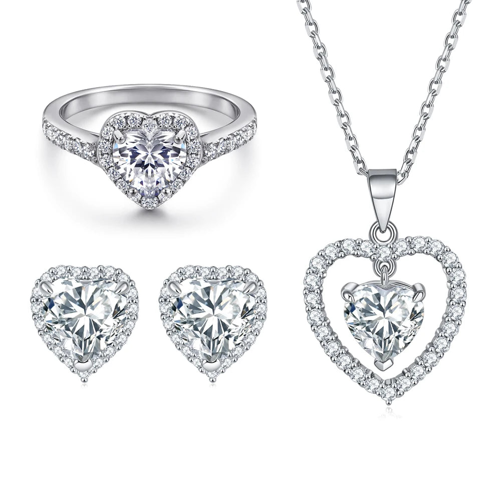 sterling silver jewelry - Silver Gold Ring Necklace Earring SLZ0003SET-TLTZ015-7 product view 23