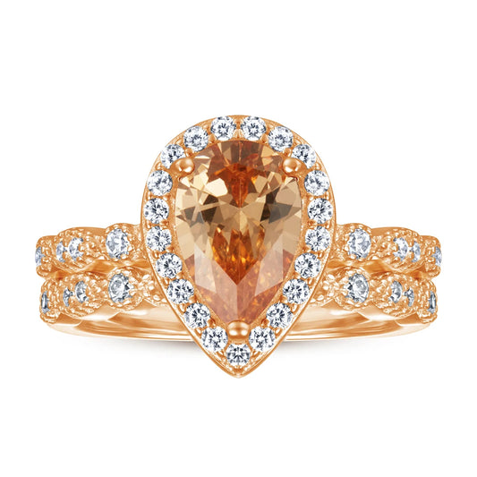 sterling silver jewelry - Silver Rose Rings SLZ0037R-Rose Gold-8 front view