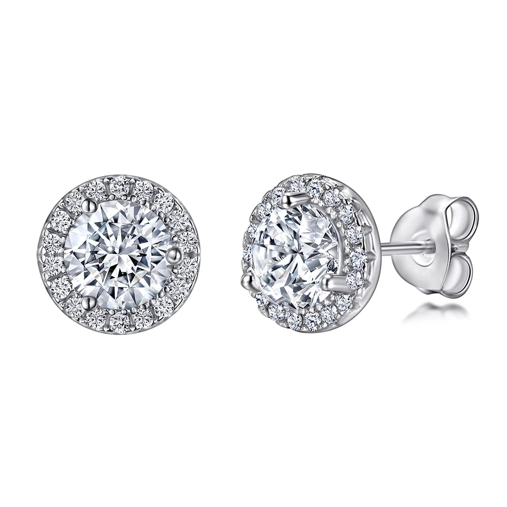 sterling silver jewelry - White Gold Earring Earrings SLM0009E-catalogue front view