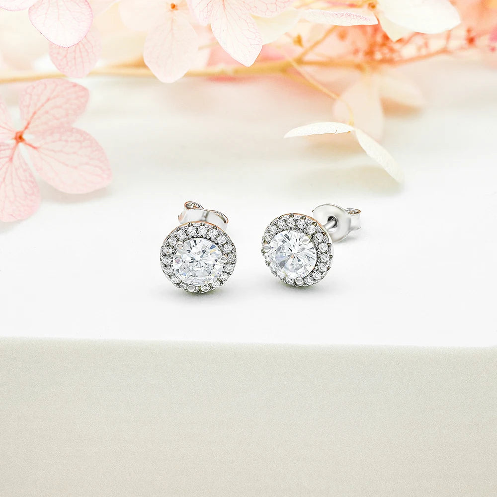 sterling silver jewelry - White Gold Earring Earrings SLM0009E-catalogue side view