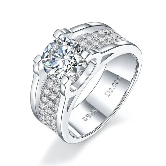 sterling silver jewelry - 925 Silver Gold Ring SLM0060R-1CT-6 front view