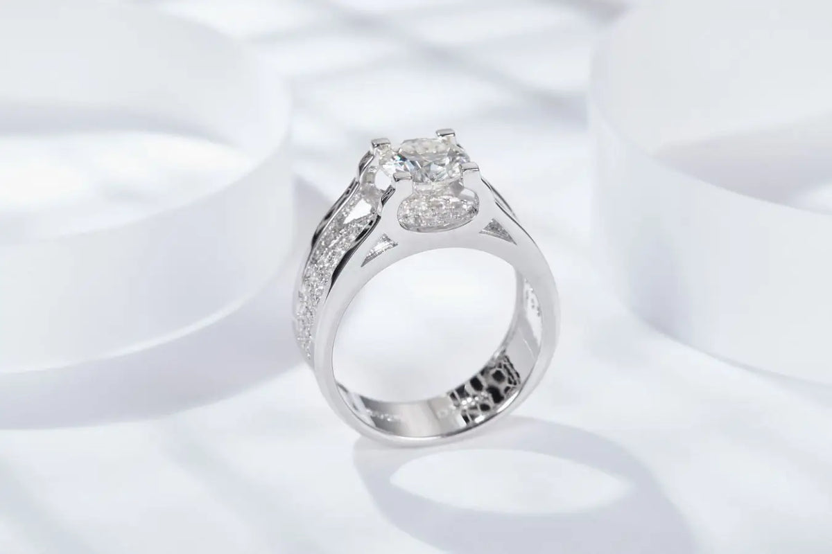 sterling silver jewelry - 925 Silver Gold Ring SLM0060R-1CT-6 side view