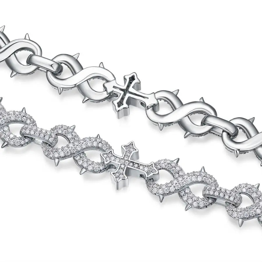 sterling silver jewelry - Silver Bracelet SLM0006B-White open view