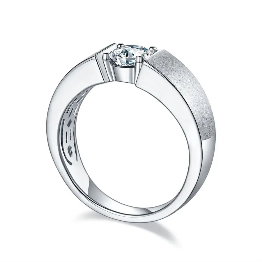 sterling silver jewelry - Gold Silver Ring SLM0086R-White-6 open view