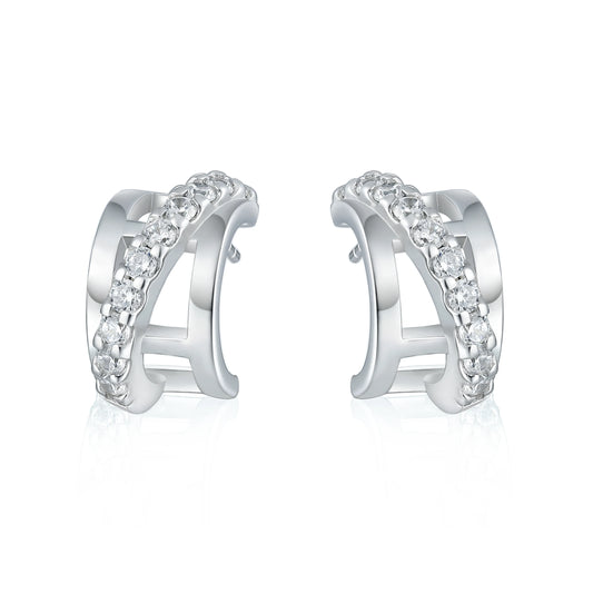 sterling silver jewelry - 925 Silver White Earring SLM0038E-silver earring studs front view