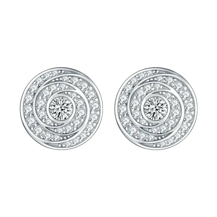 sterling silver jewelry - 925 Silver Earrings SLM0036E-silver earring studs front view