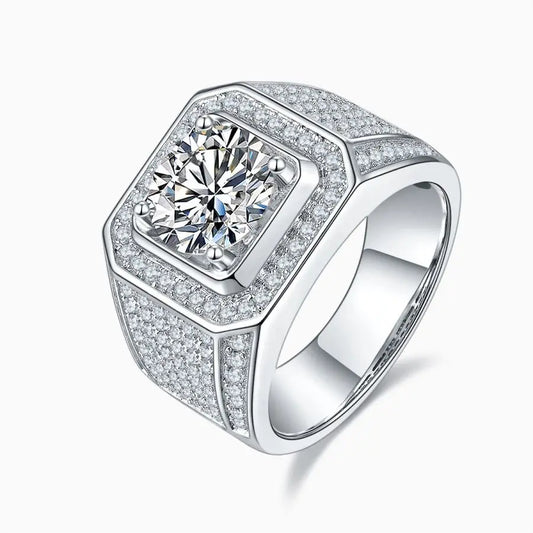 sterling silver jewelry - 925 Silver Gold Ring SLM0081R-White-6 front view