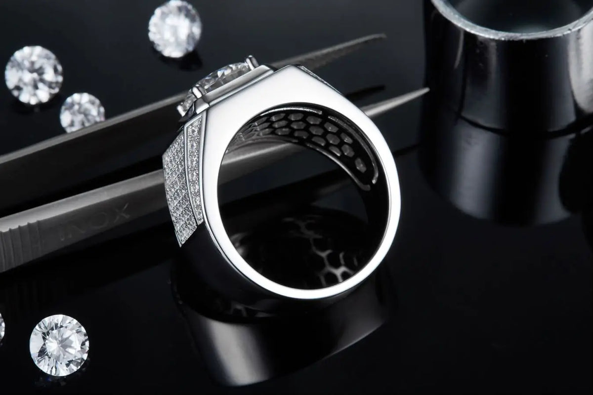sterling silver jewelry - 925 Silver Gold Ring SLM0081R-White-6 product view 05