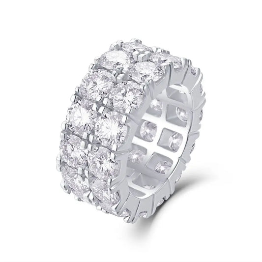 sterling silver jewelry - Silver White Ring SLM0096R-White-6 front view
