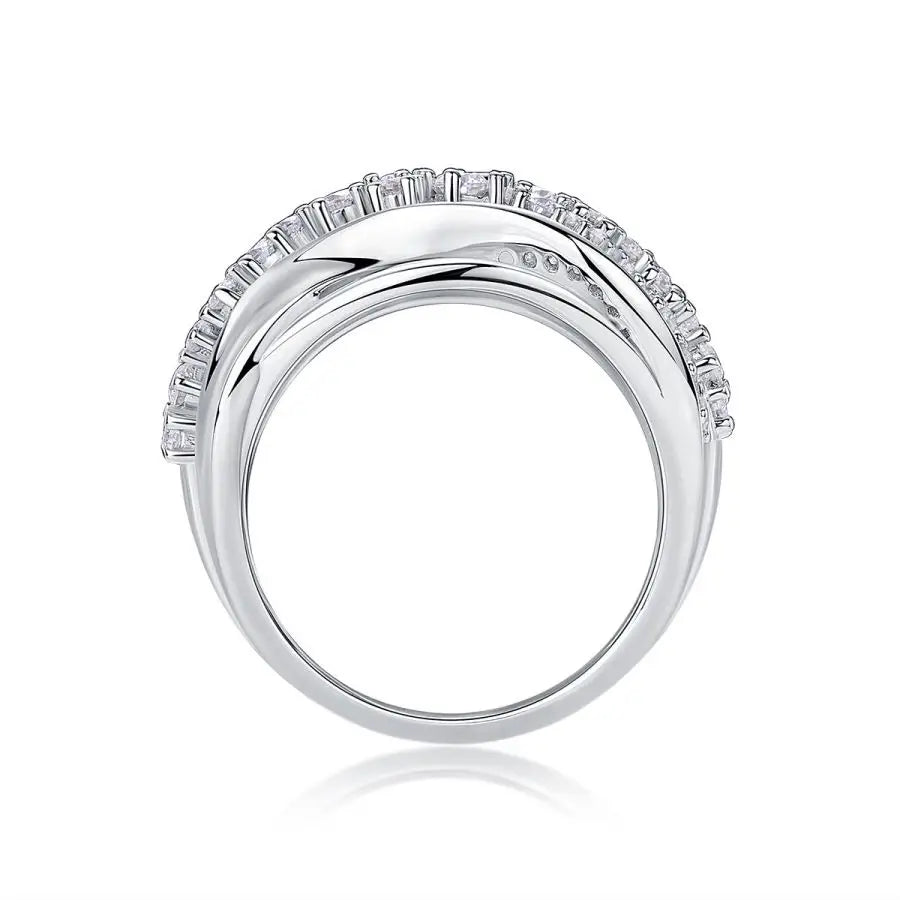 sterling silver jewelry - 925 Silver White Ring SLM0099R-White-6 open view