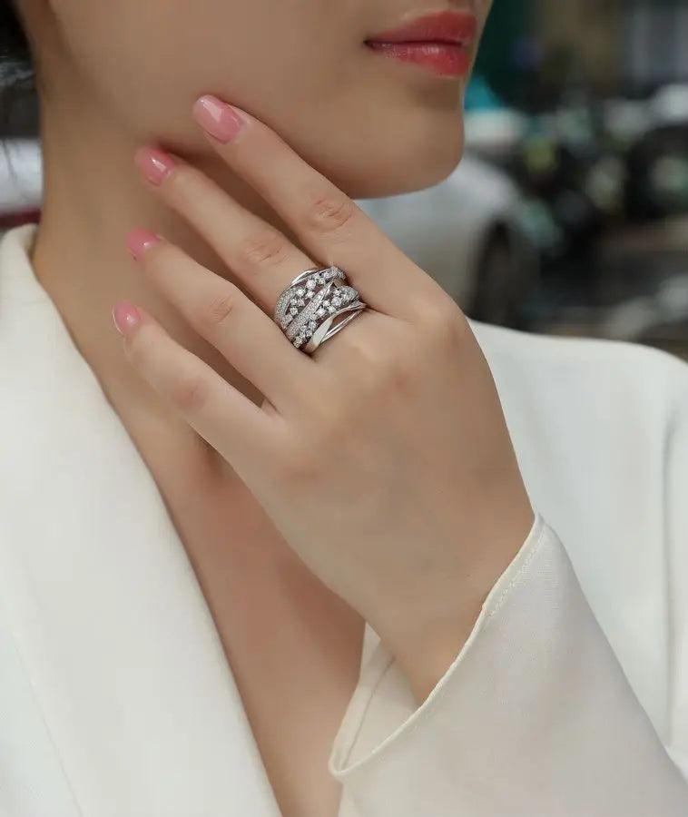 sterling silver jewelry - 925 Silver White Ring SLM0099R-White-6 product view 05