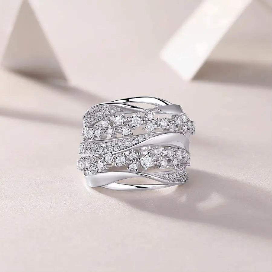 sterling silver jewelry - 925 Silver White Ring SLM0099R-White-6 side view